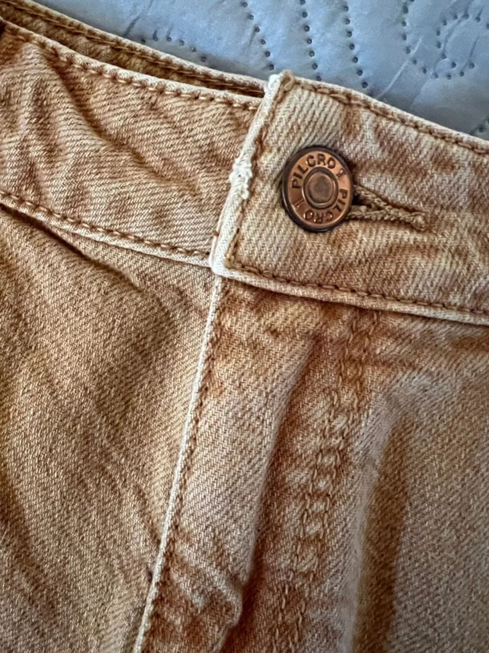 Anthropologie Golden Mustard Frayed-Hem Denim Shorts - Picture 2 of 5